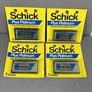 Schick Plus Platinum Blades 5 Count NOS Teflon Lot Of 4 Packs Shaving Razor Vtg